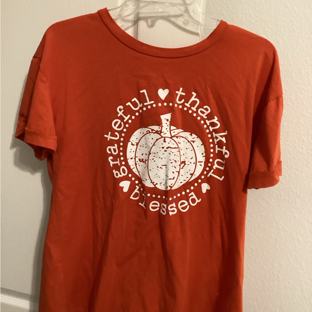 Orange women Shirt with Pumpkin Design
